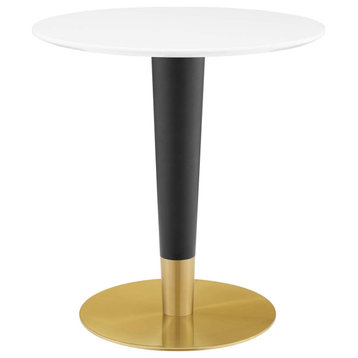 Zinque 28" Dining Table, Gold White