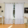 White Silver Tab Top Sheer Sari Cafe Curtain / Drape / Panel-43W x 36L-Pair