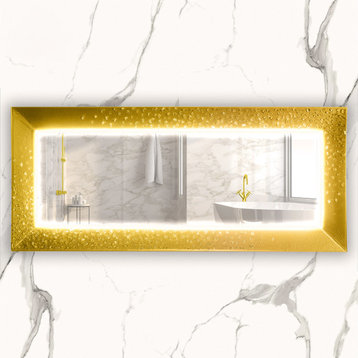Enzy Luxury Murano Glass Double Vanity LED Mirror, Gold