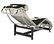 Le Corbusier Style LC4 Chaise, White/Black Pony Hide