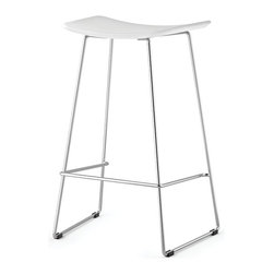 Winnie Chrome Stool With White Italian Leather Seat by Glid Studio - Bar Stools And Counter Stools