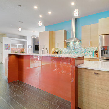 Bright and Colorful Kitchen and Living Space