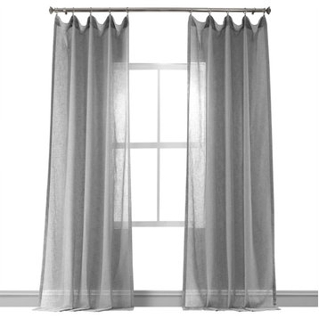 Nickel Faux Linen Sheer Curtain Single Panel, 50"x84"
