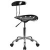 Vibrant Black/Chrome Swivel Task Office Chair With Tractor Seat