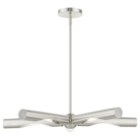 Brushed Nickel Contemporary, Minimal, Industrial, Urban, Sleek Chandelier