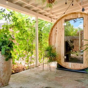 Rustic Mediterranean Sauna Garden Retreat