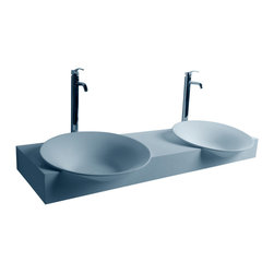 ADM Bathroom Design - ADM Double Circular Wall Mounted Sink, White, 55" - Bathroom Sinks