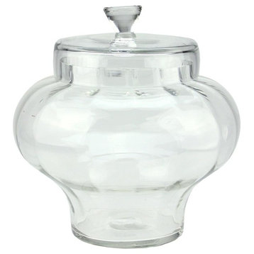 11" Transparent Segmented Glass Container With Lid