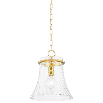 Mitzi Cantana 1 Light 15" Pendant, Aged Brass/Clear - H824701S-AGB