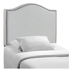 Gray Striped Upholstered Headboards | Houzz - LexMod - Curl Twin Nailhead Upholstered Headboard, Gray - Headboards