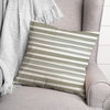 Green and White Watercolor Stripe 18 x 18 Spun Poly Pillow