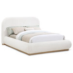 Meridian Furniture - Vaughn Bed, Cream, King, Boucle Fabric, Natural Finish - Transform your bedroom into a cozy and inviting retreat with the Vaughn King Bed. With its rich cream boucle textured fabric and solid wood base in a natural finish, this bed exudes a warm and inviting ambiance that will make you feel right at home. Its soft and plush surface provides a cozy and comfortable retreat, while its sturdy and durable construction ensures that you can enjoy long-lasting comfort. So go ahead, treat yourself to a restful night's sleep in this exquisite bed, and wake up feeling refreshed and rejuvenated.