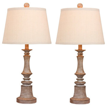Fangio Lighting Set of 2 26.5" Candlestick Table Lamps, Gray