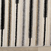 Cali Collection Black Cream Beige Symmetrical Stripes Rug, 7'10"x10'0"