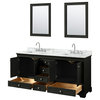 72" Double Vanity,Dark Espresso,White Carrara Marble Top,Sinks,Mirrors