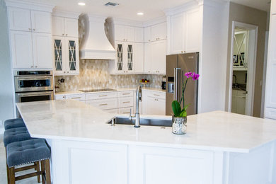 Design ideas for a transitional kitchen in Miami.