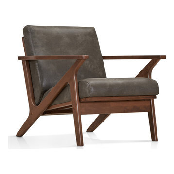 Omax Decor Zola Lounge Chair, Charcoal/Walnut