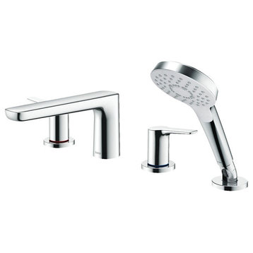 TOTO GS Roman Tub Faucet Trim, 4-Hole Less Hand Shower, Lever Handles, Polished