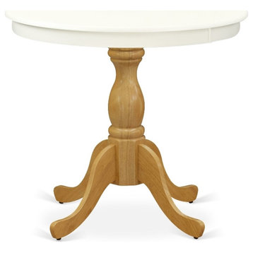 AST-LOK-TP - Dining Table - Linen White Table Top and Oak Pedestal Leg Finish