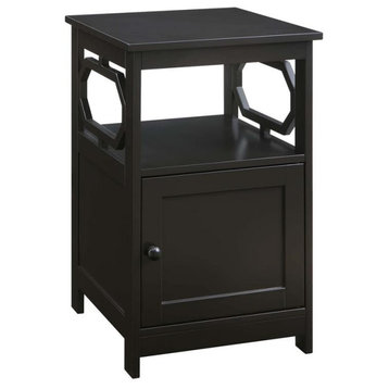 Convenience Concepts Omega End Table with Cabinet in Espresso Wood Finish