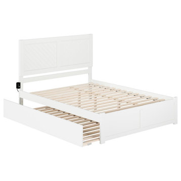 Afi Canyon King Wood Platform Bed With Footboard & Twinxl Trundle, White