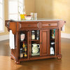 Alexandria Solid Granite Top Kitchen Island, Classic Cherry Finish