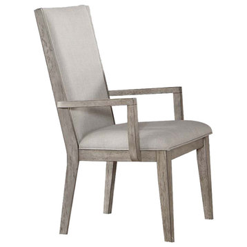 ACME Rocky Arm Chair, Set of 2, Fabric & Gray Oak