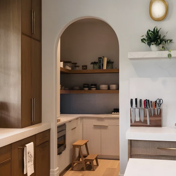 Modern Organic Kitchen with Arched Walk-In Pantry | Transitional Modern Custom H