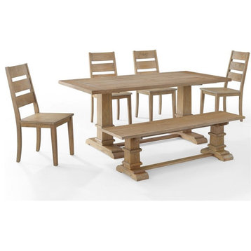 Crosley Joanna 6 Piece Wooden Farmhouse Dining Set in Rustic Brown