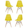 Dark Yellow DSW Mid Century Modern Dining Shell Chair Beech Wood Eiffel Leg, Yel