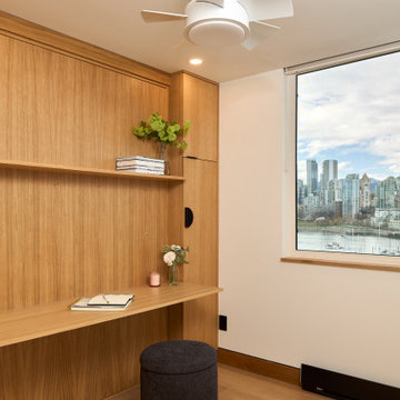 Contemporary Millwork | Warm Wood Veneer & Modern White Millwork | Vancouver, BC