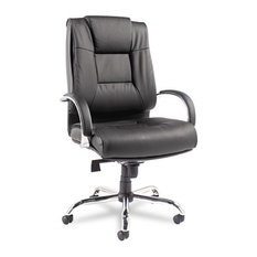 Alera Ravino Big And Tall Series High-Back Swivel/Tilt Leather Chair, Black