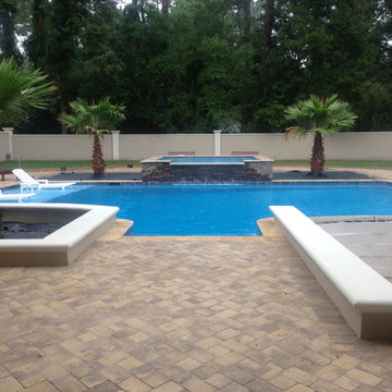 25 X 45 GUNITE POOL W SPILL OVER SPA