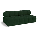 Meridian Furniture - Ames Boucle Fabric Modular Sofa, Green, 2-Piece: 2 Armless Chair - Introduce a touch of modern sophistication to your living area with the exquisite Ames Boucle Fabric Sofa. With plush green boucle fabric and unique design, it will elevate the visual appeal of your living space. This elegant and captivating sofa can be mixed and matched with other pieces from the collection to create an endless array of stunning looks. So, get ready to transform your living area into an inviting and stylish haven with the Ames Boucle Fabric Sofa.