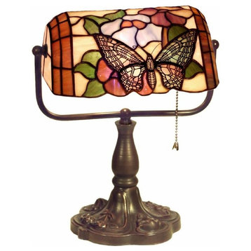Tiffany Style Banker Butterfly Desk Lamp