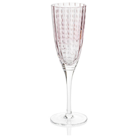 Pescara White Dot Champagne Flutes, Purple, Set of 4