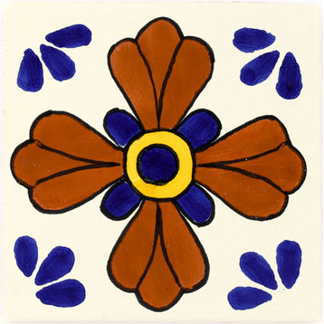 Tierra y Fuego Handmade Ceramic Tile, 4.25x4.25" Blue Seville, Box of 45