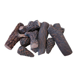 Ceramic Fireplace Wood Log Set &ndash; 9pcs - Fireplace Accessories