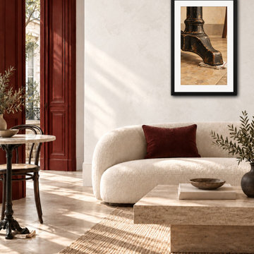 Close Enough Framed Art in a Mediterranean Living Room