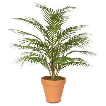 Real Touch Artificial Areca Palm Plant in a Small Clay Pot