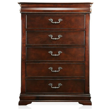 Bowery Hill 5 Drawers Traditional Solid Wood Chest in Cherry