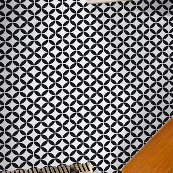 8"x8" Amlo Handmade Cement Tile, White/Black, Set of 12