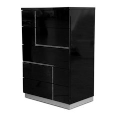 High Gloss Black Lacquer Solid Wood Tall Armoire Dressers Houzz Furniture Import Export Inc Barcelona Black 5 Drawer Bedroom Chest Dressers