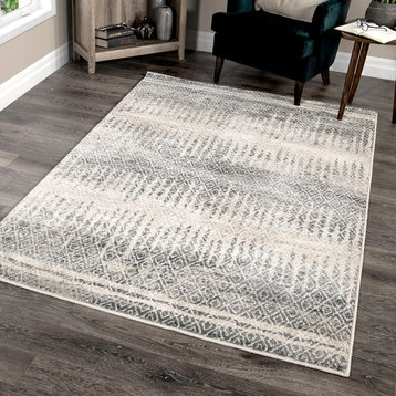 Palmetto Living by Orian Riverstone Pinnacle Cloud Gray Area Rug, 5'3"x7'6"