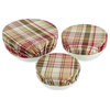 Multi-Color Give Thanks Plaid Woven Cotton Dish Cover (Set of 3)