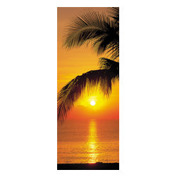 American Wallpaper & Design - Palm Tree Sunset Mural Wallpaper for Door - Wall Decals