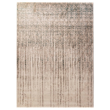 Murillo Abstract Waterfalls Rug - Cream and Teal - 5' 3" X 7' 3"