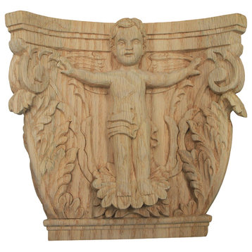 Hand Carved Angel Capital, Maple