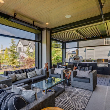 Custom StruXure Pergola over Outdoor Kitchen feat. Phantom Screens