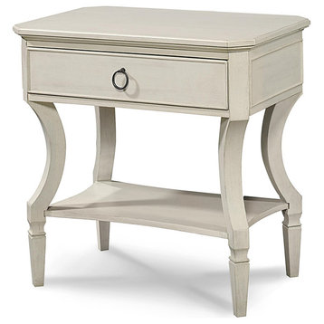 Country-Chic Maple Wood 1 Drawer Bedside Table, White